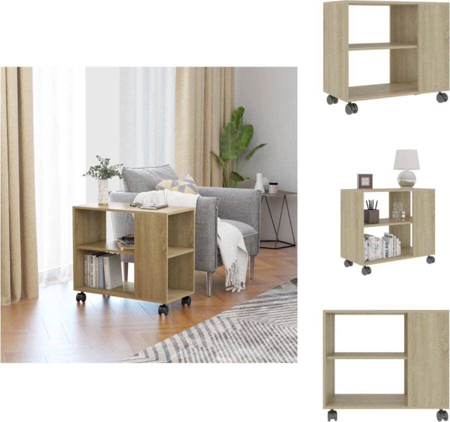 VidaXL Bijzettafel Sonoma Eiken 70 x 35 x 55 cm Bewerkt hout Tafel
