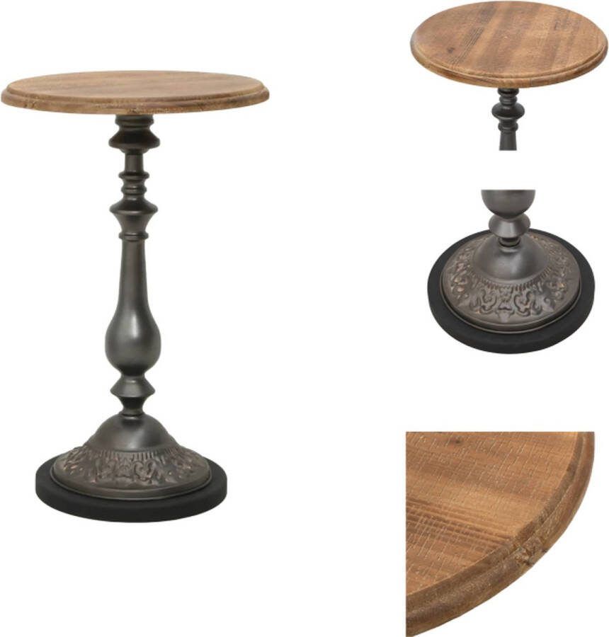 VidaXL Bijzettafel Vintage Staal en Hout 40 x 64 cm Bruin Tafel