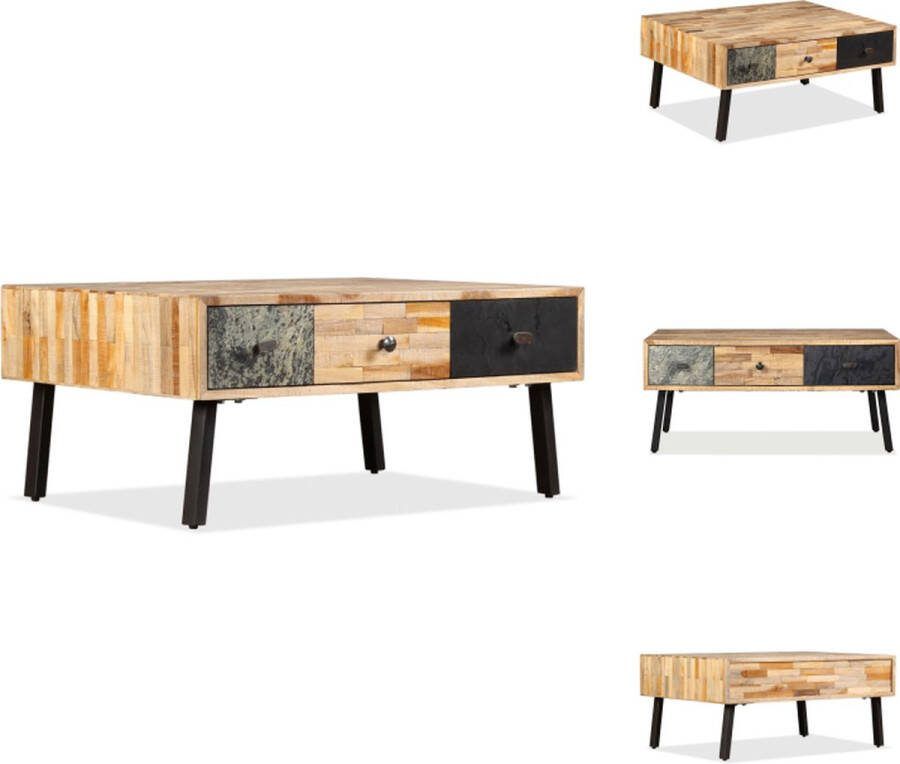 VidaXL Bijzettafel Vintage Stijl Gerecycled Teakhout 90 x 65 x 40 cm Met 3 Lades Tafel
