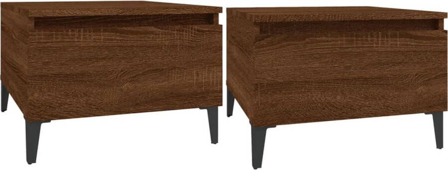 VidaXL -Bijzettafels-2-st-50x46x35-cm-bewerkt-hout-bruineikenkleurig