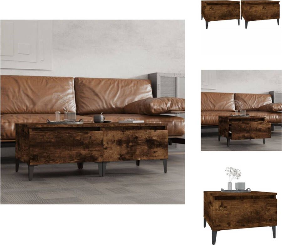 VidaXL Bijzettafels Gerookt Eiken Set van 2 50 x 46 x 35 cm Hoge Kwaliteit Tafel