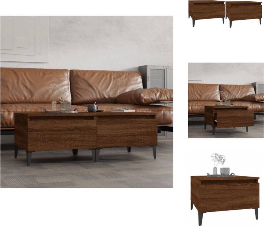 VidaXL Bijzettafels Industrial 50x46x35 cm Bruineiken Tafel
