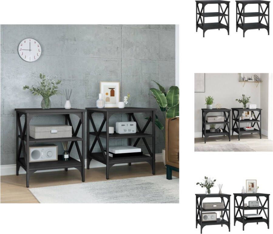 VidaXL Bijzettafels Industrieel 40 x 42 x 50 cm Zwart Tafel