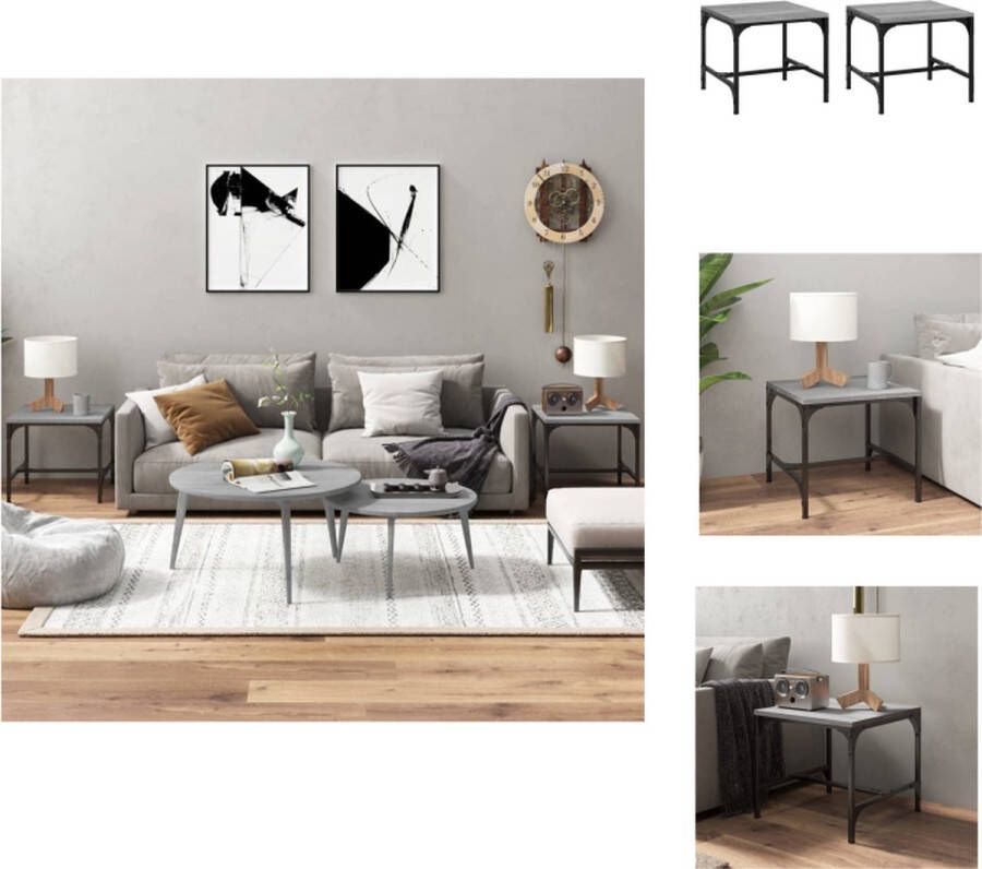 VidaXL Bijzettafels Trendy Industriële make-over 40 x 40 x 35 cm Grijs sonoma eiken Tafel