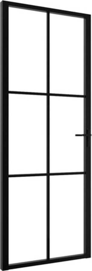 VidaXL Binnendeur 76x201 5 cm ESG-glas en aluminium zwart