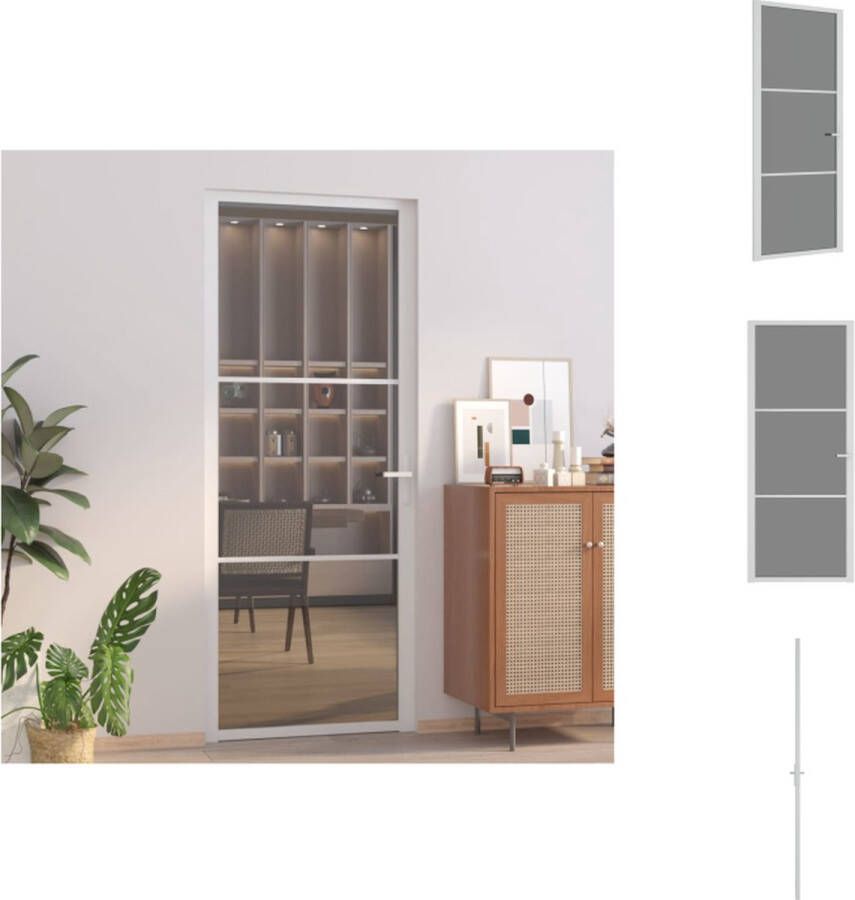 VidaXL Binnendeur Glazen Paneel Modern Design 83 x 201.5 cm Wit en Donker Transparant Deurhor