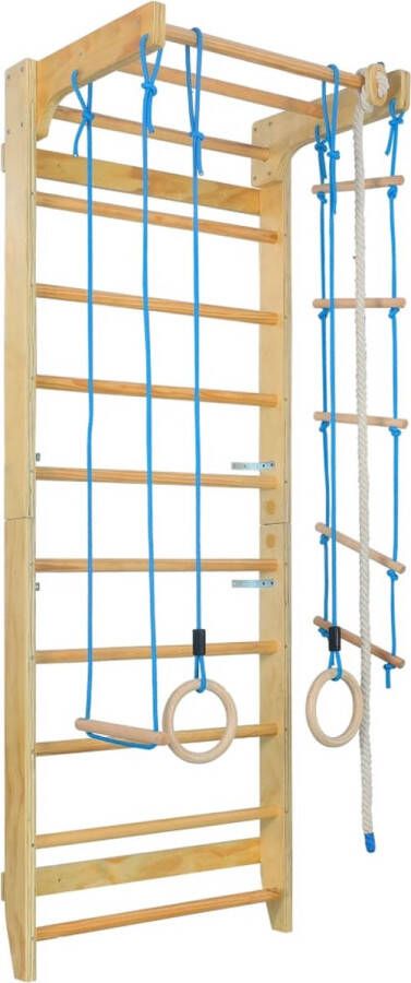 VidaXL Binnenklimset met ladders en ringen hout