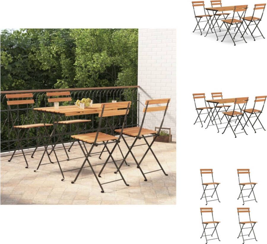 VidaXL Bistroset Acacia 100x54x71 cm inklapbaar 4 stoelen stabiel blad Tuinset