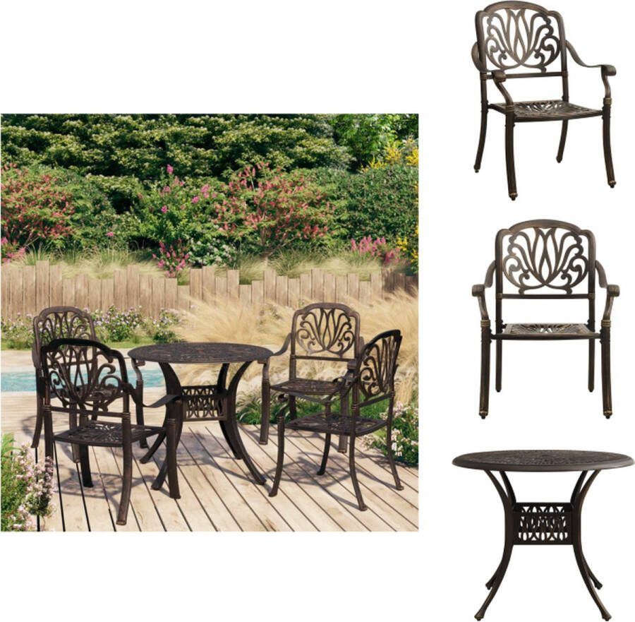 VidaXL Bistroset Gietaluminium 63 x 69 x 91 cm Brons Tuinset