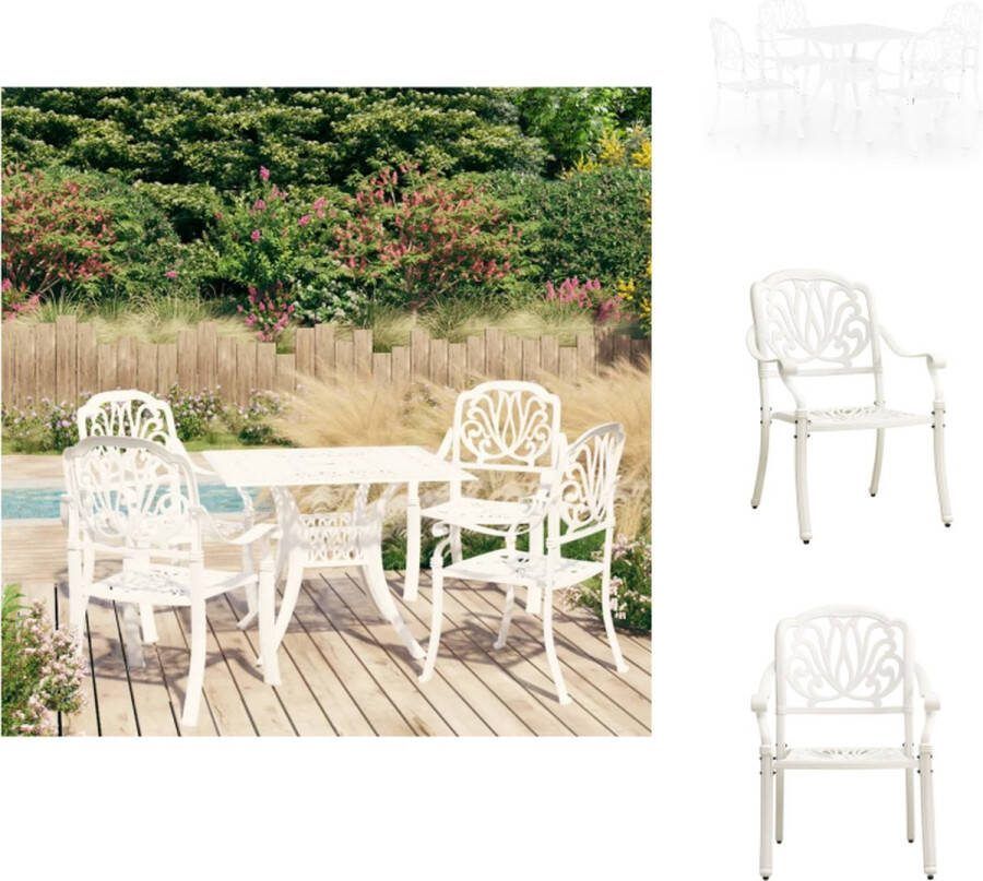 VidaXL Bistroset Gietaluminium Tuinmeubelen 63x69x91 cm Wit Tuinset
