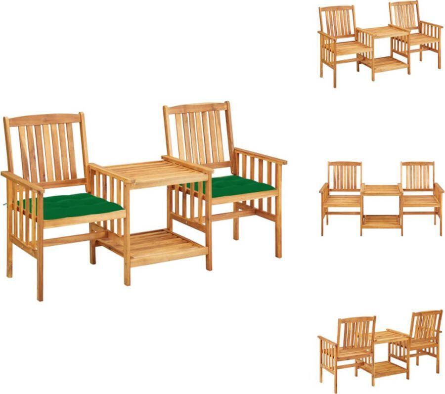 VidaXL Bistroset Hout Acaciahout Groen 159 x 61 x 92 cm Met Kussens Tuinset