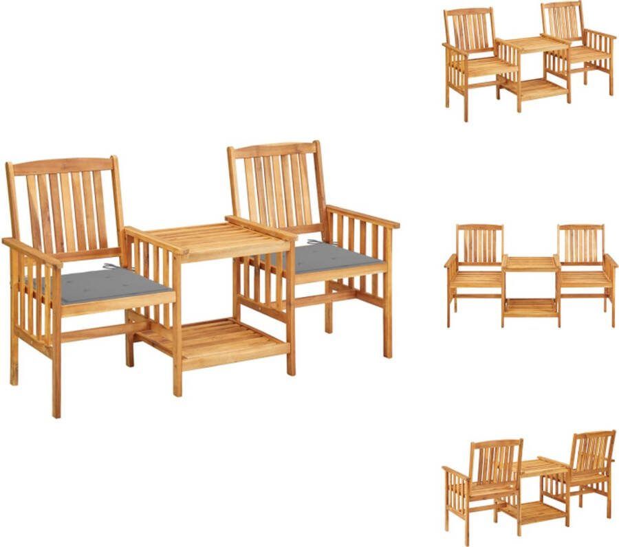 VidaXL Bistroset Massief acaciahout 159 x 61 x 92 cm Inclusief kussens Tuinset