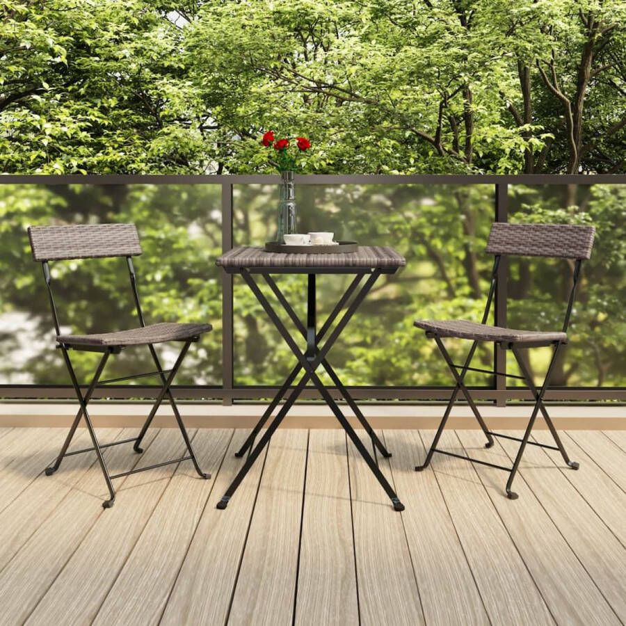 VidaXL -Bistrostoelen-2-st-inklapbaar-poly-rattan-en-staal-grijs