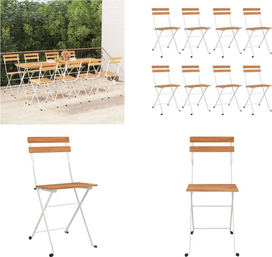 VidaXL Bistrostoelen 8 st inklapbaar massief acaciahout en staal Inklapbare Bistrostoel Inklapbare Bistrostoelen Bistrostoel Tuinmeubel