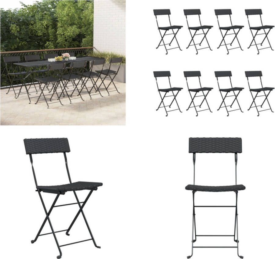 VidaXL Bistrostoelen 8 st inklapbaar poly rattan en staal zwart Inklapbare Bistrostoel Inklapbare Bistrostoelen Bistrostoel Tuinmeubel