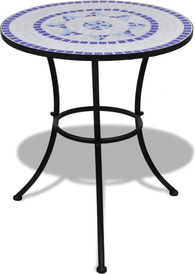 VidaXL Bistrotafel 60 cm mozaïek blauw en wit VDXL_41530