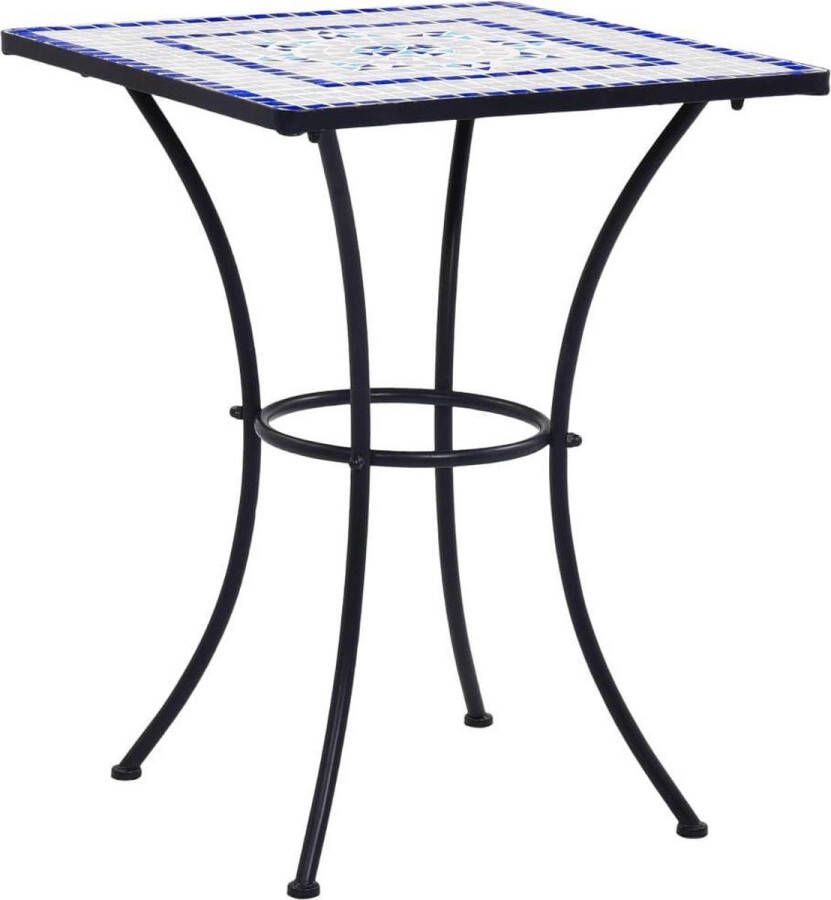 VidaXL Bistrotafel mozaïek 60 cm keramiek blauw en wit VDXL_46706