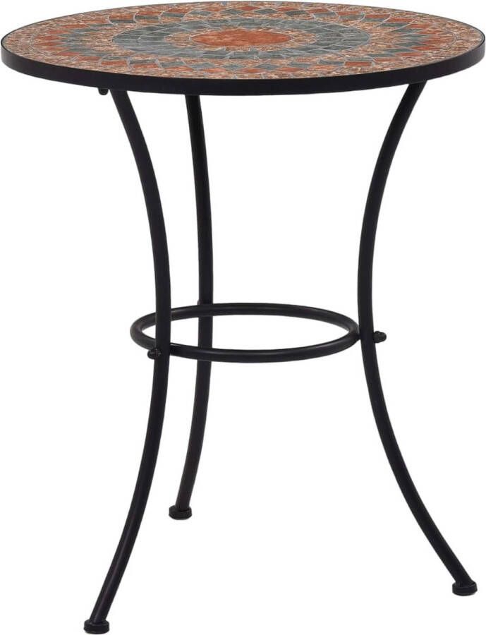 VidaXL -Bistrotafel-mozaïek-60-cm-keramiek-oranje-en-grijs