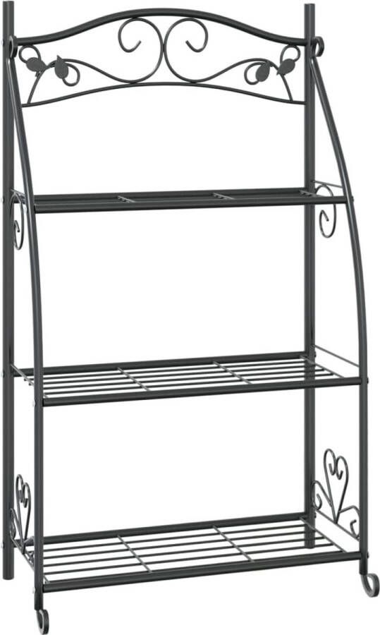 VidaXL -Bloemenrek-56x30x96-cm-staal-zwart