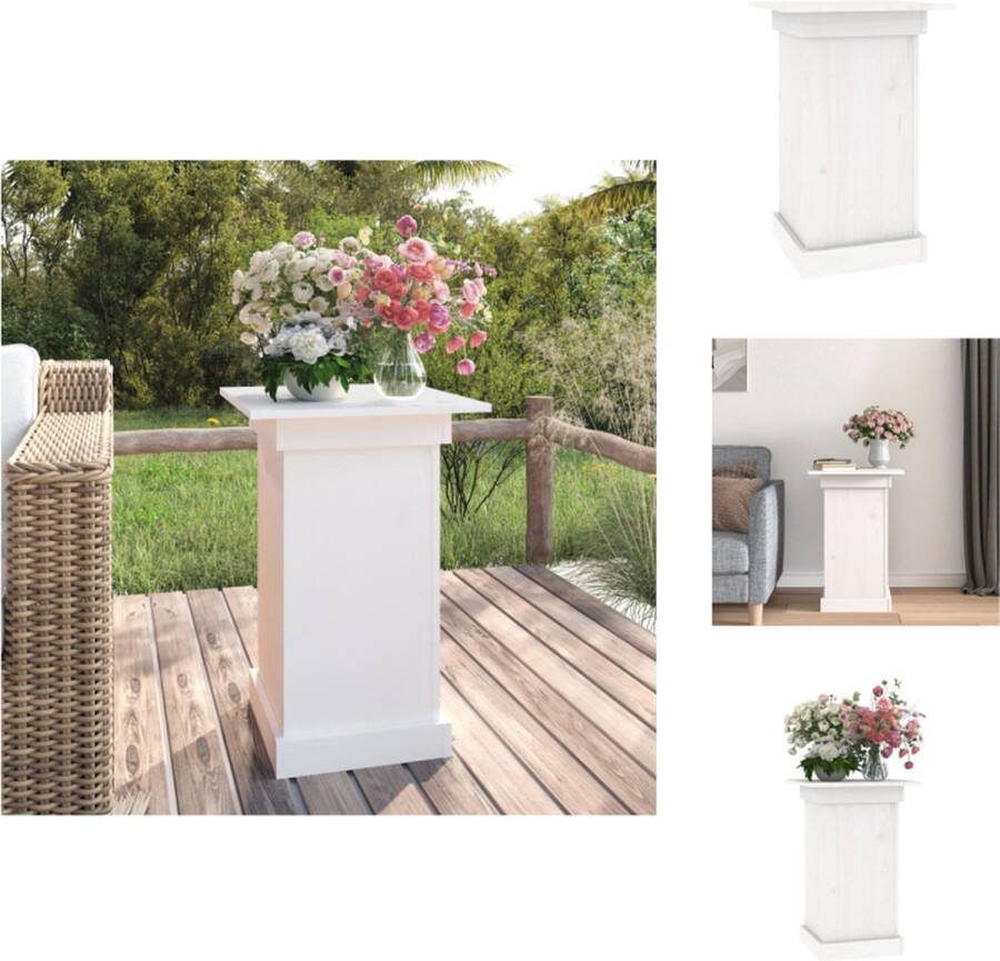 VidaXL Bloemenstandaard Grenenhout 40 x 40 x 60 cm Wit Plantenrek