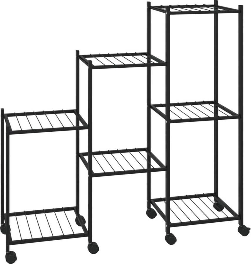 VidaXL -Bloemenstandaard-met-wielen-83x25x83 5-cm-ijzer-zwart