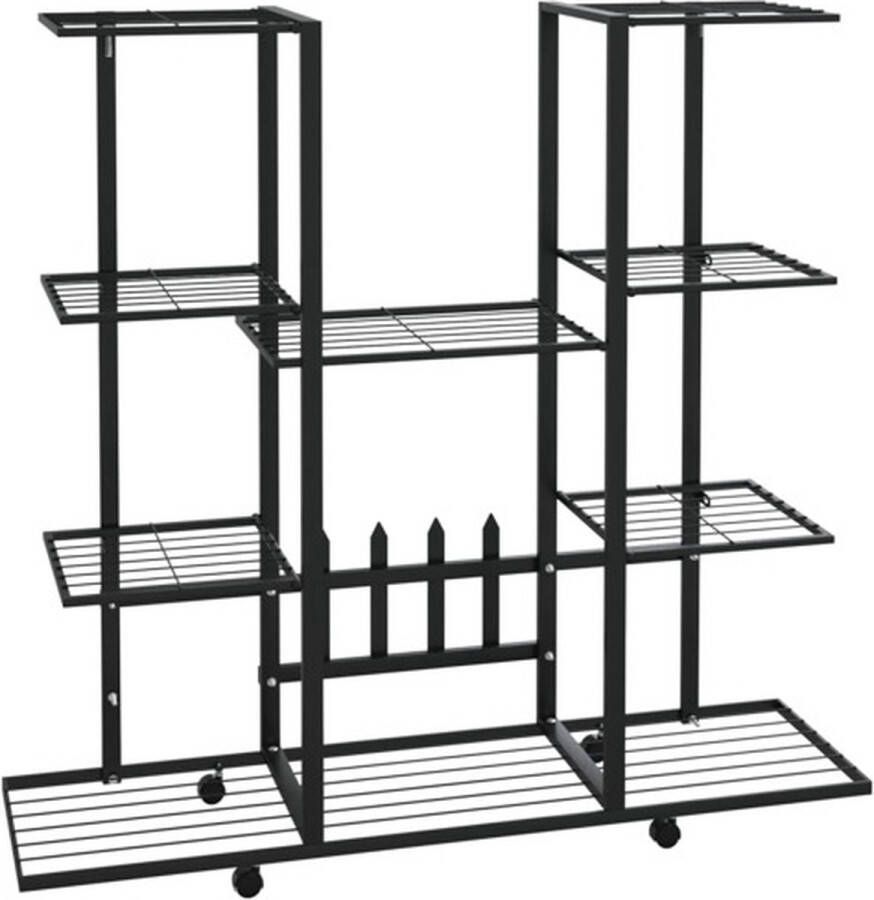 VidaXL -Bloemenstandaard-met-wielen-94 5x24 5x91 5-cm-ijzer-zwart