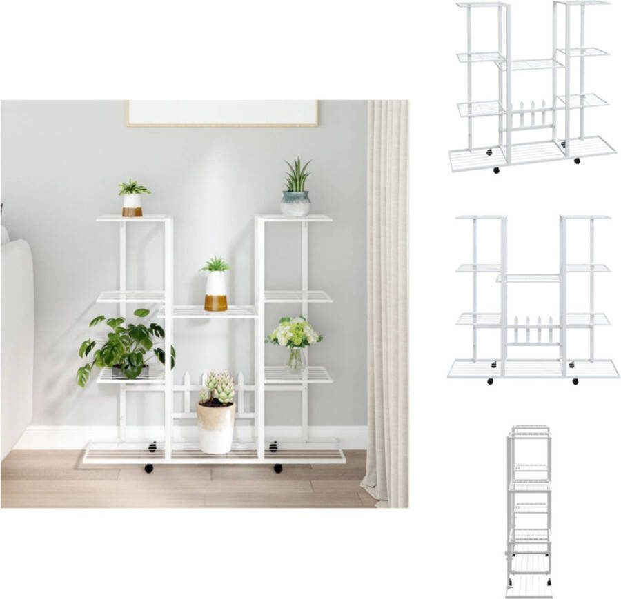 VidaXL Bloemenstandaard Metaal 94.5 x 24.5 x 91.5 cm Wit Plantenrek