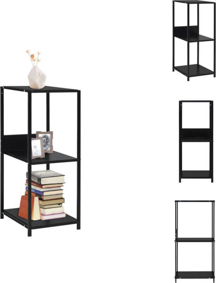 VidaXL Boekenkast 33.5 x 39.6 x 79.7 cm Zwart Spaanplaat en Staal Robuuste industriële stijl 3 schappen Eenvoudige montage Kast