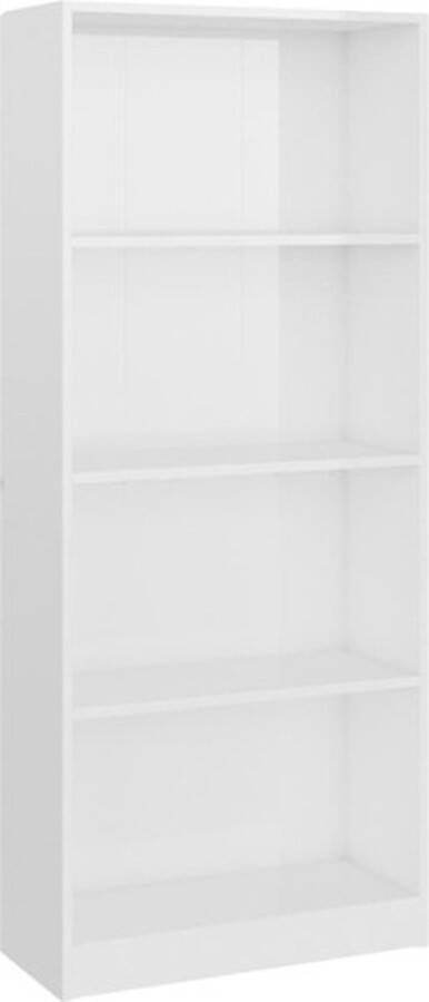 VidaXL -Boekenkast-4-schappen-60x24x142-cm-bewerkt-hout-hoogglans-wit