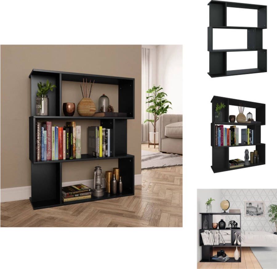 VidaXL Boekenkast 80 x 24 x 96 cm Zwart Bewerkt hout Kast