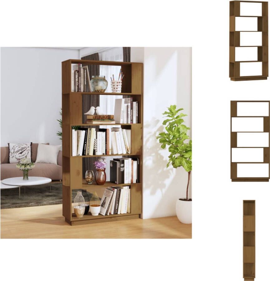 VidaXL Boekenkast Hout 80 x 25 x 163.5 cm Massief Grenenhout Honingbruin Kast