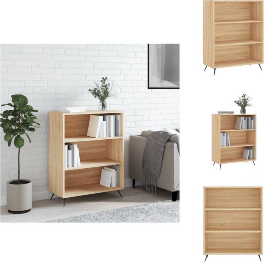 VidaXL Boekenkast Hout Metaal 69.5 x 32.5 x 90 cm Sonoma eiken Kast