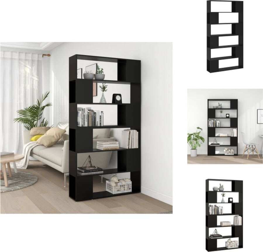 VidaXL Boekenkast Kamerscherm 100 x 24 x 188 cm Zwart Bewerkt hout Kast