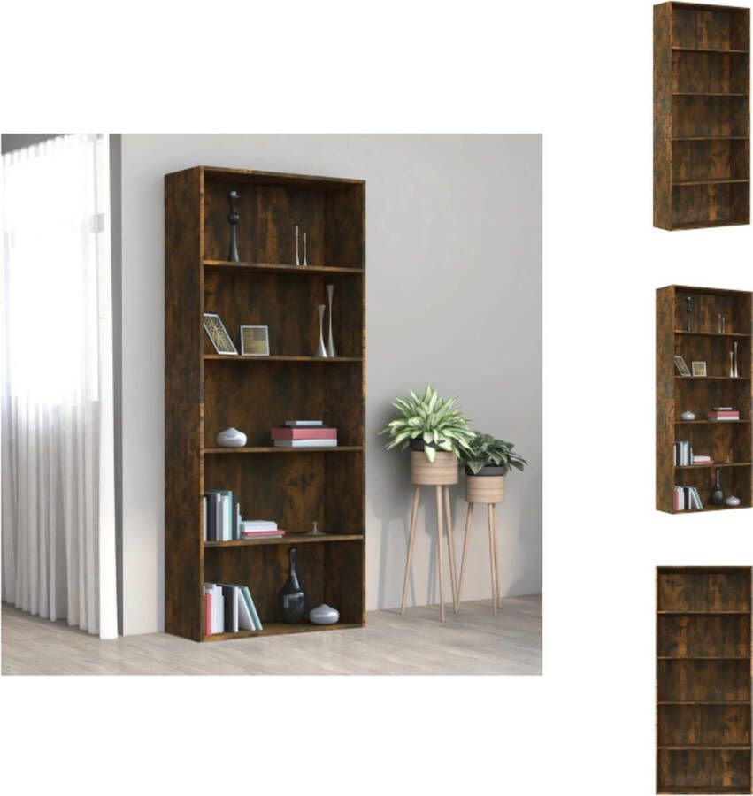 VidaXL Boekenkast Luxe Gerookt Eiken 80 x 30 x 189 cm Kast