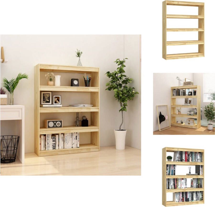 VidaXL Boekenkast massief grenenhout 100x30x135.5 cm decoratief en praktisch Kast