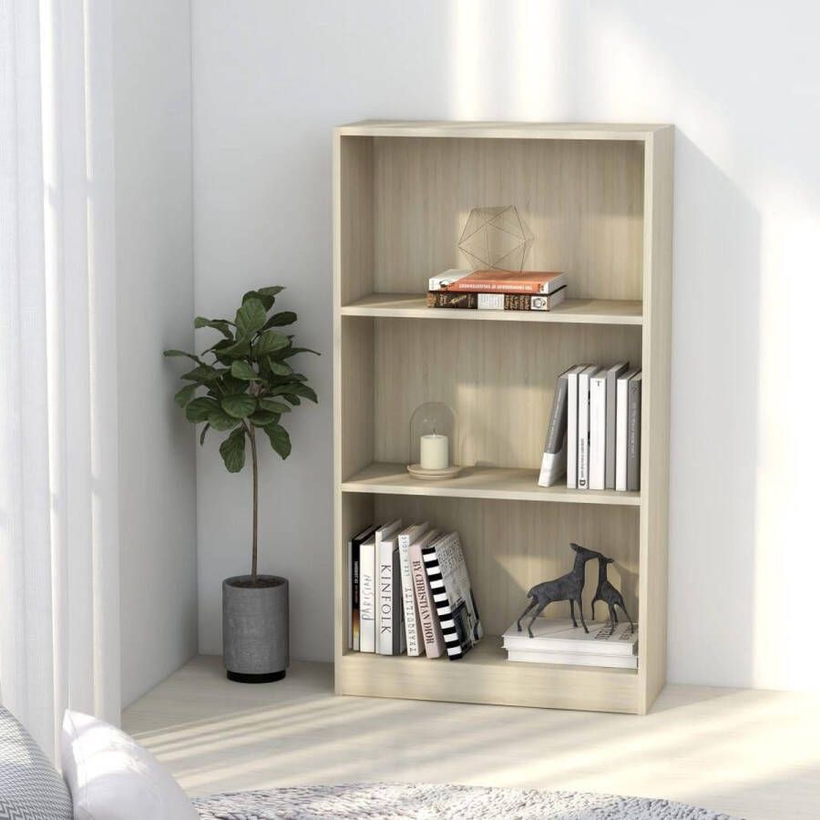 VidaXL -Boekenkast-met-3-schappen-60x24x109-cm-bewerkt-hout-sonoma-eik