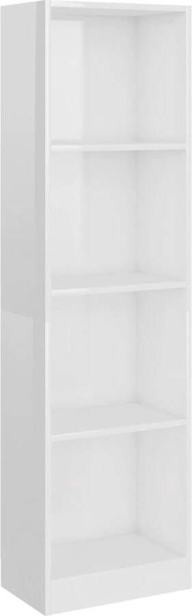 VidaXL Boekenkast met 4 schappen 40x24x142 cm spaanplaat hoogglans wit VDXL_800843