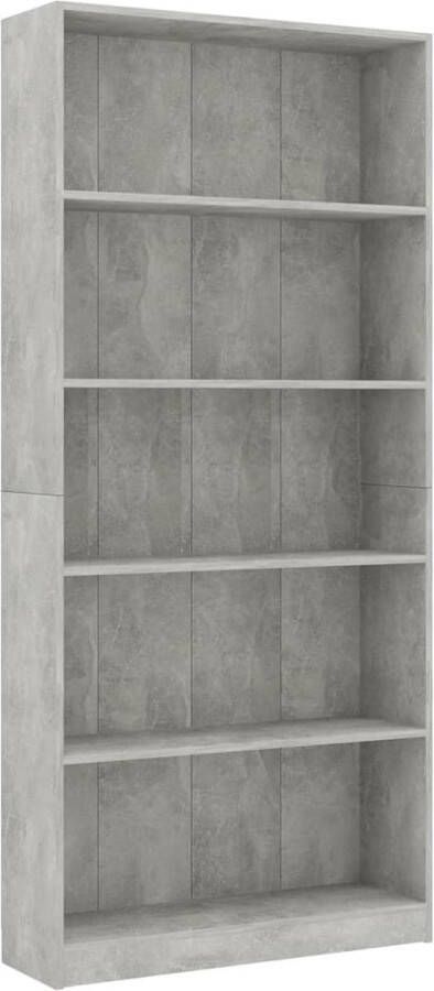 VidaXL -Boekenkast-met-5-schappen-80x24x175-cm-bewerkt-hout-betongrijs