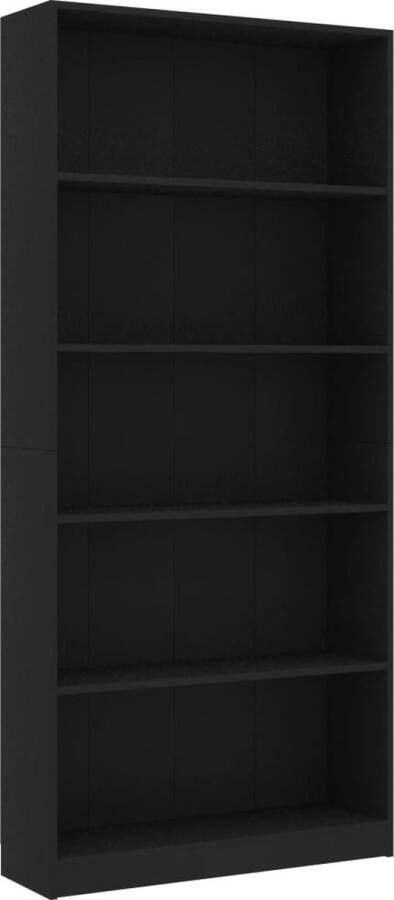 VidaXL -Boekenkast-met-5-schappen-80x24x175-cm-bewerkt-hout-zwart