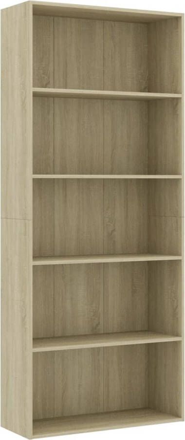 VidaXL -Boekenkast-met-5-schappen-80x30x189-cm-spaanplaat-sonoma-eiken