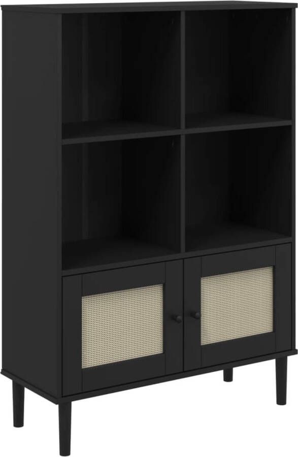 VidaXL -Boekenkast-SENJA-rattan-look-90x35x130-cm-grenenhout-zwart