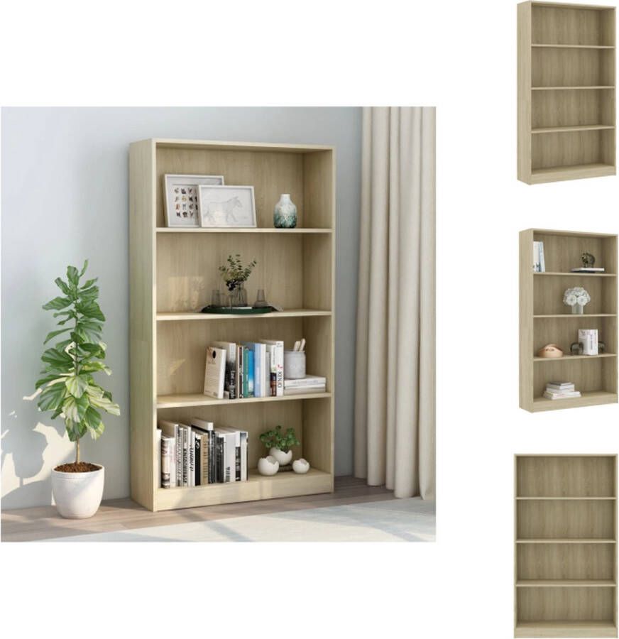 VidaXL Boekenkast Sonoma eiken 80 x 24 x 142 cm 4-laags Kast