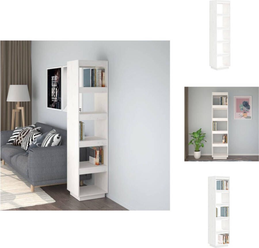 VidaXL Boekenkast Wit 40 x 35 x 167 cm Massief grenenhout Kast