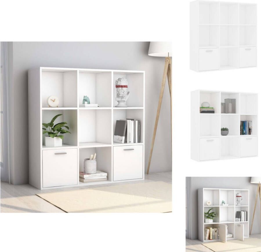 VidaXL boekenkast wit spaanplaat 98 x 30 x 98 cm met 7 open kubussen en 2 deuren Kast