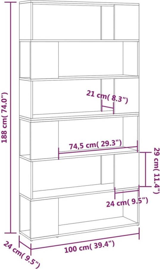 VidaXL -Boekenkast kamerscherm-100x24x188-cm-sonoma-eikenkleurig