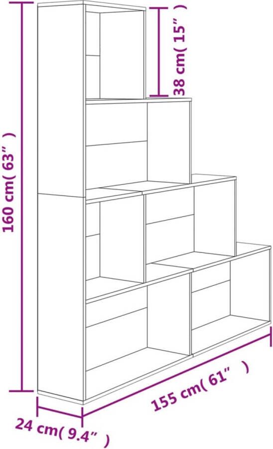 VidaXL -Boekenkast kamerscherm-155x24x160-cm-bewerkt-hout-betongrijs