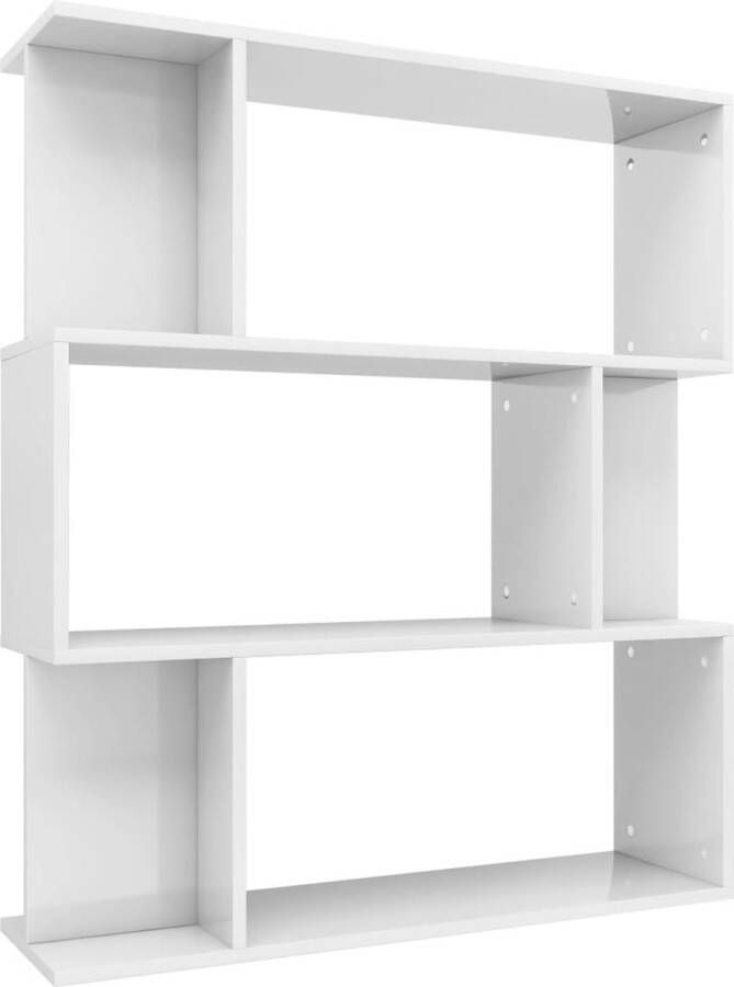 VidaXL Boekenkast kamerscherm 80x24x96 cm spaanplaat hoogglans wit