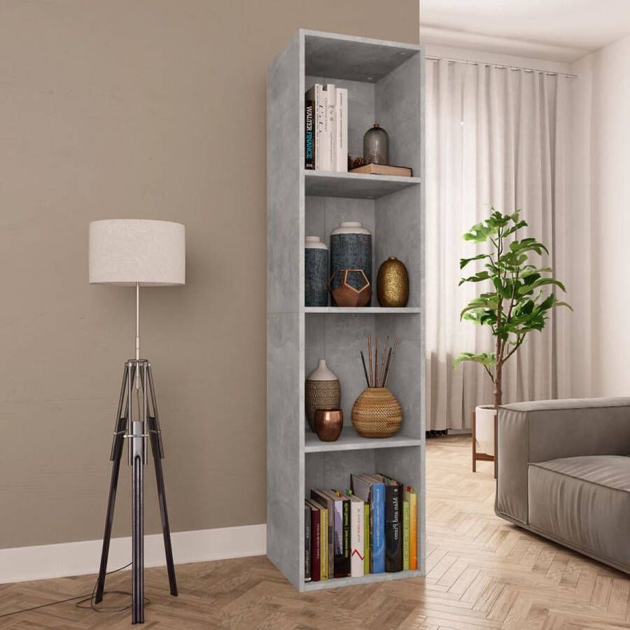 VidaXL -Boekenkast tv-meubel-36x30x143-cm-bewerkt-hout-betongrijs