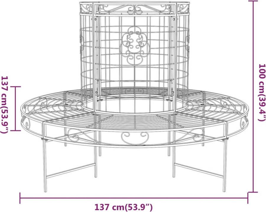 VidaXL -Boombank-rond-Ø137-cm-staal-zwart