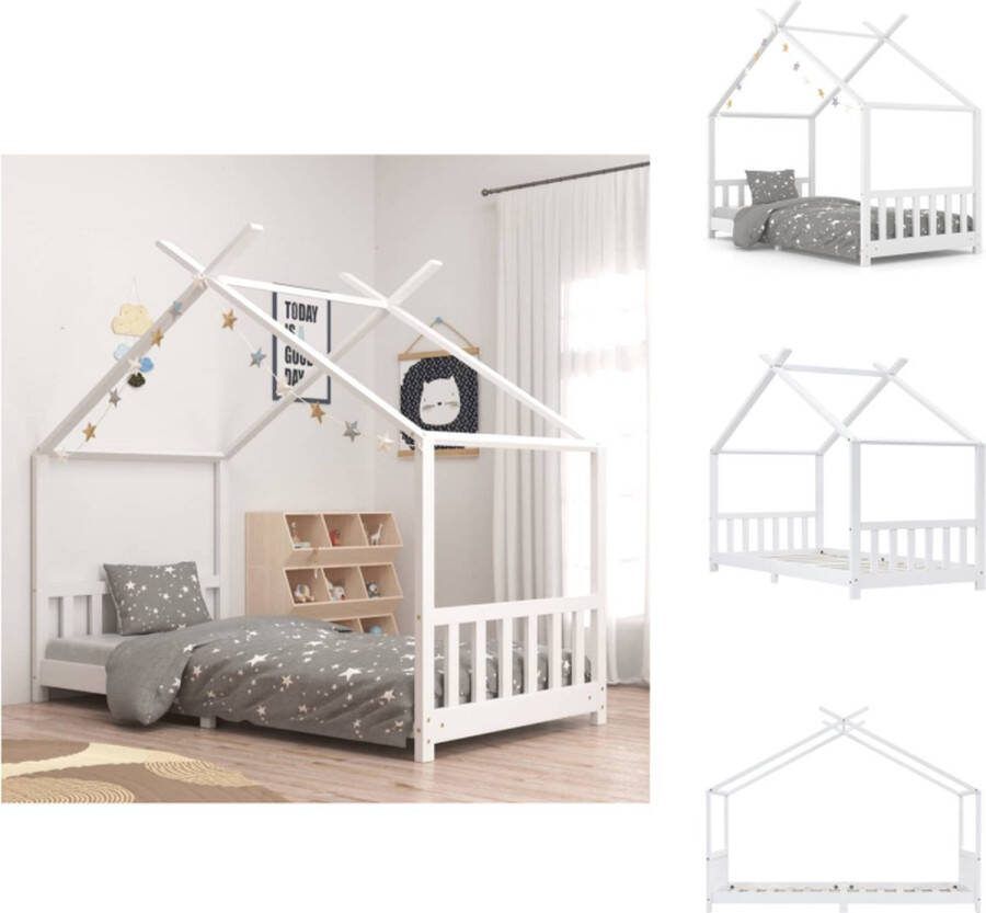 VidaXL Boomhut Bedframe 206 x 98 x 155 cm Wit Bed